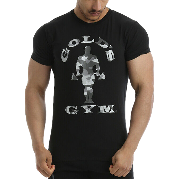 Golds Gym, Camo Joe Printed T-Shirt -Black