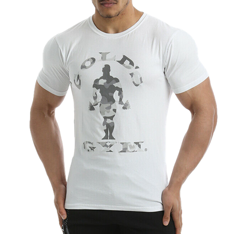 Golds Gym, Camo Joe Printed T-Shirt -White